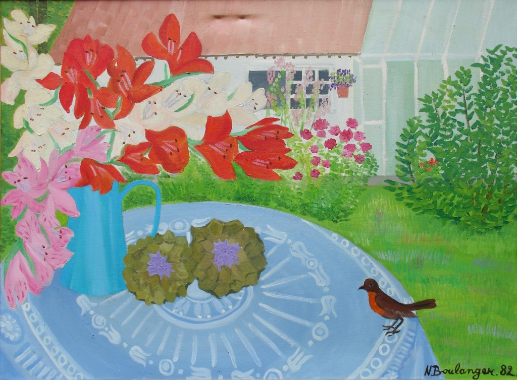 Nicole Boulanger peinture oiseau bouquet